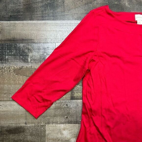 Chico’s Women’s Size 2 Blouse Red Paige Ponte Knit Pullover Too with Zippers - Picture 8 of 9